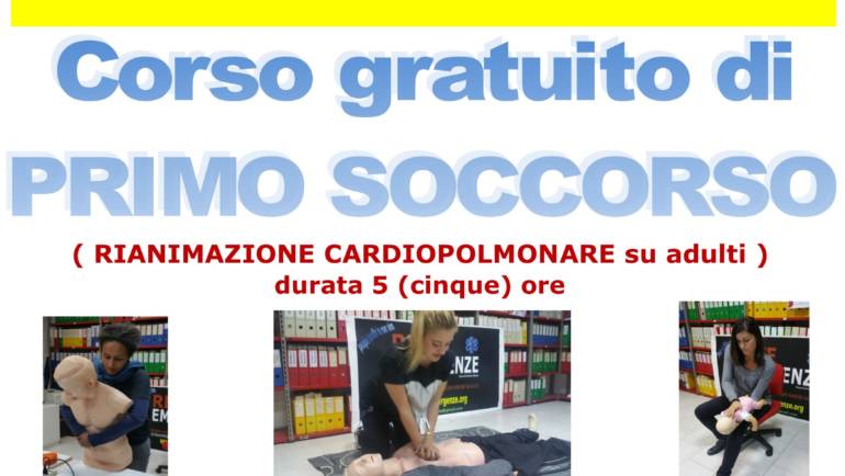 SABATO 13 APRILE 2019 a Roma, Corso GRATUITO di Primo Soccorso,  (Rianimazione cardiopolmonare su adulti)