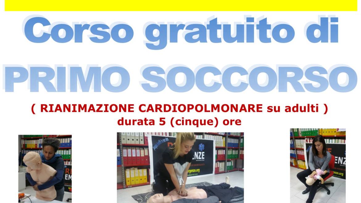 SABATO 29 GIUGNO 2019 a ROMA, CORSO GRATUITO DI PRIMO SOCCORSO