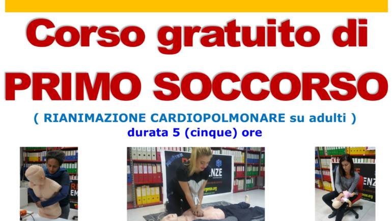 SABATO 18 GENNAIO 2020 a Roma Corso GRATUITO di Primo Soccorso,  (Rianimazione cardiopolmonare su adulti)