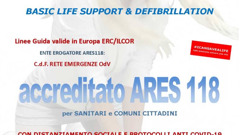 SABATO 27 FEBBRAIO 2021 a Roma Corso BLS-D (Basic Life Support & Defibrillation) Certificato I.R.C. e Accreditato ARES 118, con nuove Linee Guida “anti COVID-19”